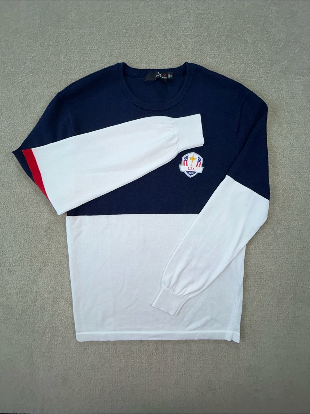 Rare! Ralph Lauren RLX Colorblock Long Sleeve Sweater USA Crest Ryder Cup 2016